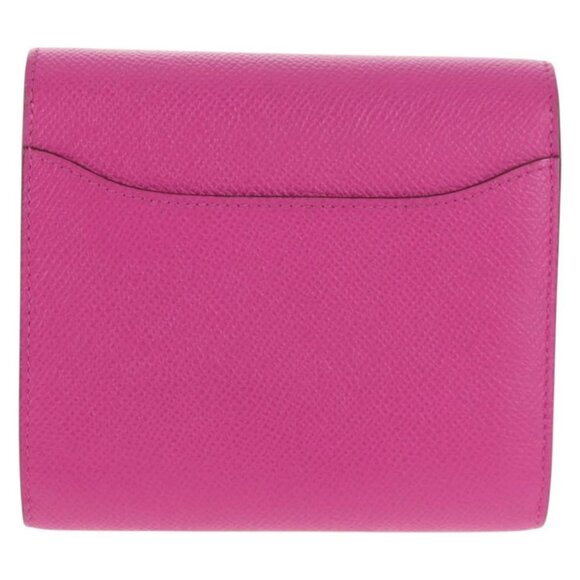 HERMES Constance Compact Wallet Leather Purple pink Auth 142362M - Picture 2 of 16